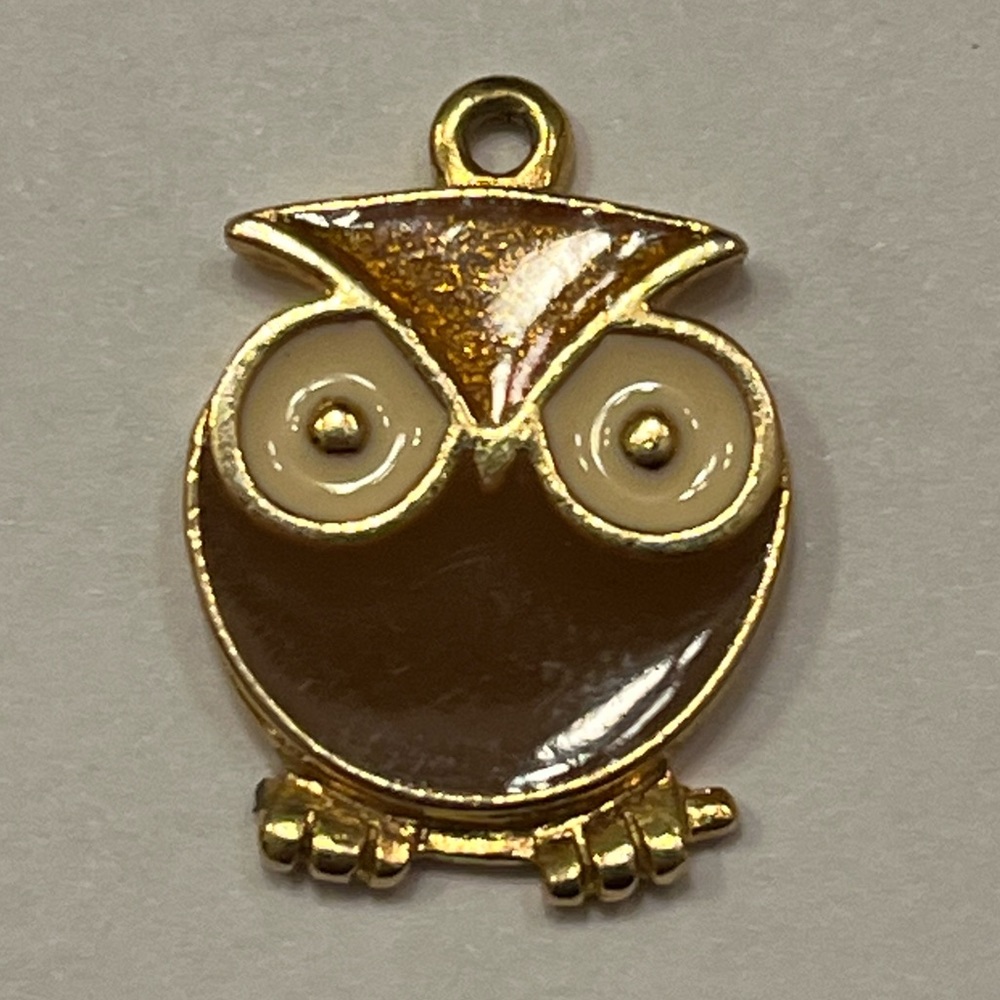 Owl enamel pendant